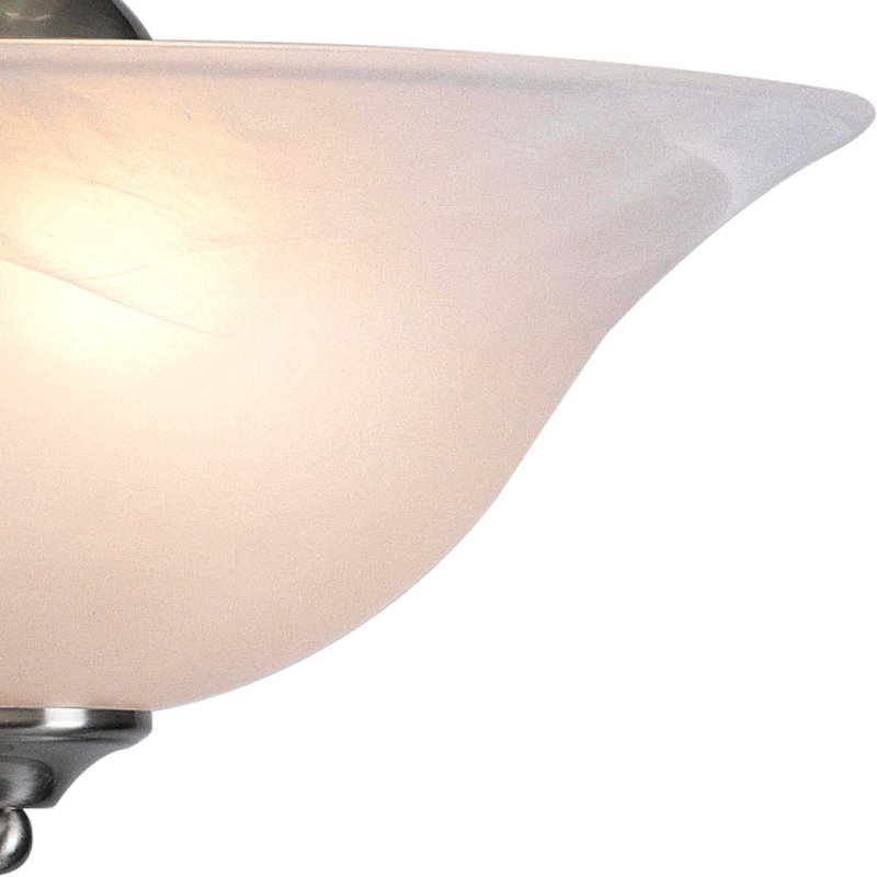 3-Light Indoor Brushed Nickel Semi-Flush Ceiling Mount with Alabaster Glass Bowl Shade, Brushed Nickel