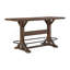 Ensemble de salle à manger de style pub, 5 pièces, fini brun, comprenant une table, un repose-pieds en métal et 4 tabourets sur une structure en bois robuste.-2125117486