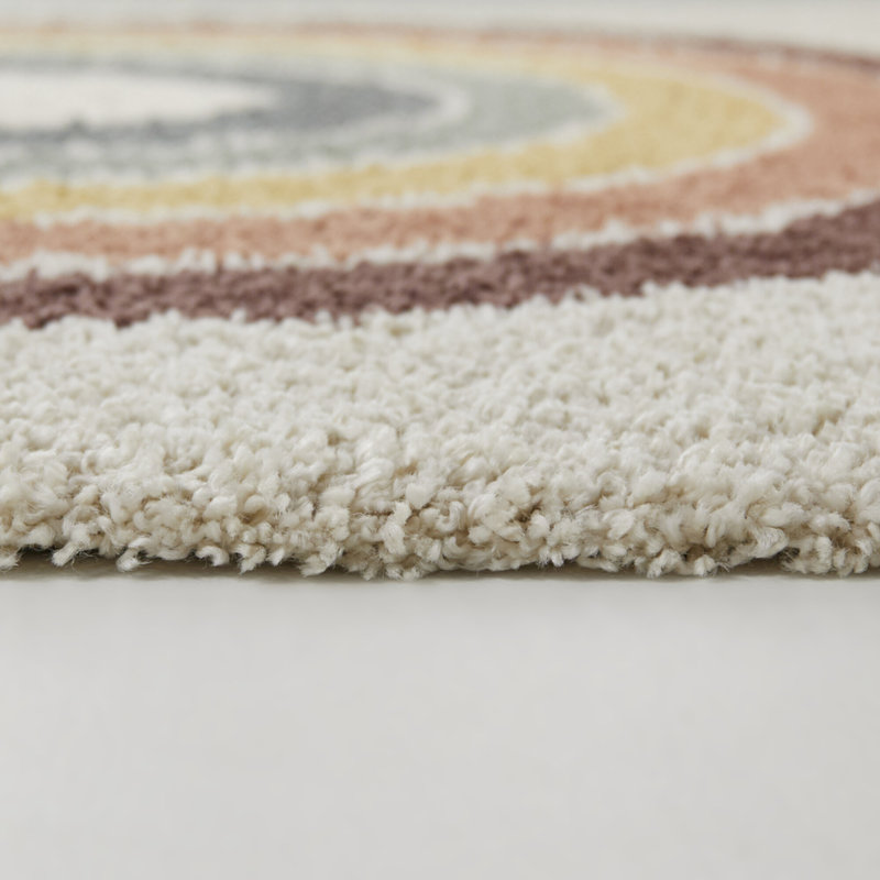 Tapis à poils longs Alderete, Rectangle 7 pi 10 po x 10 pi, Crème, crème