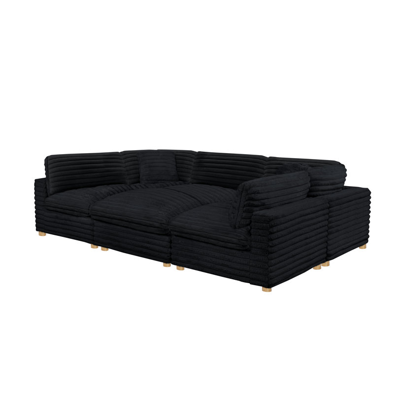 Ensemble modulaire 6 pièces en velours côtelé, Noir