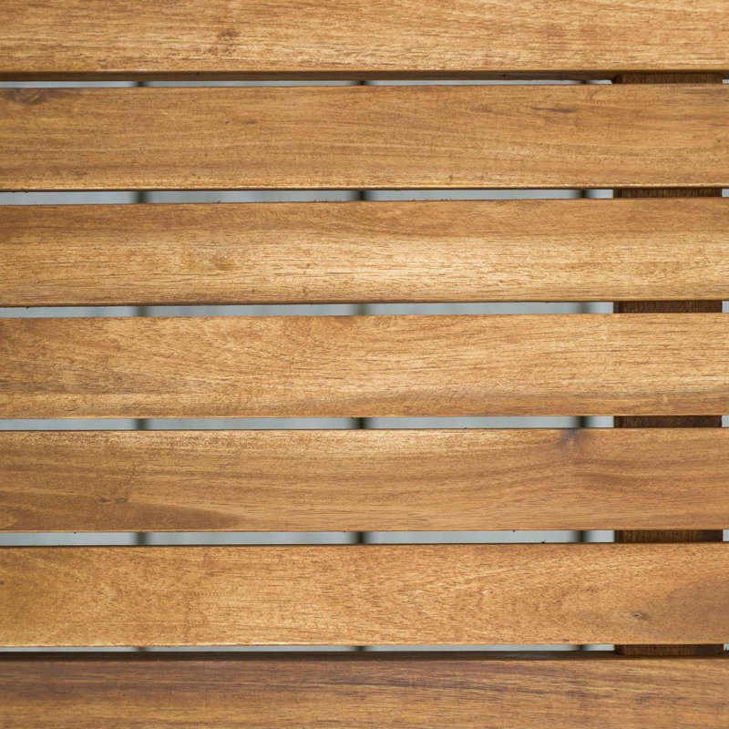 Solid Acacia Wood Outdoor Bench in Natural Brown Finish