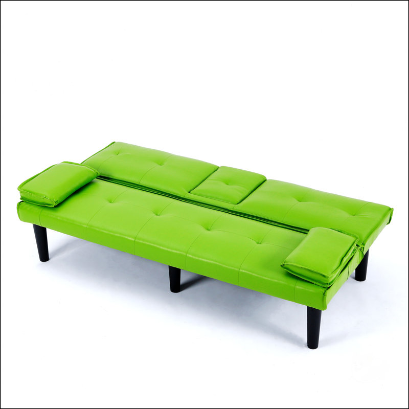 Le canapé-lit multifonctionnel en PVC de 67 pouces, conception pliable avec porte-gobelets pour faciliter la conversion du salon en chambre d'amis