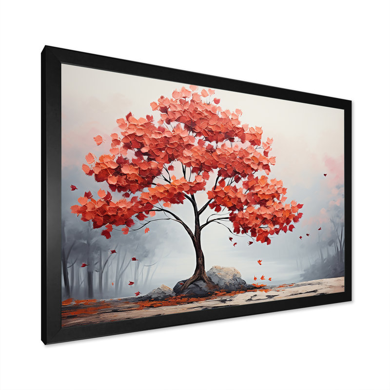Fiery Red Maple Tree - Art mural érable, Cadre photo noir simple, H 12 po x l 20 po x P 1 po