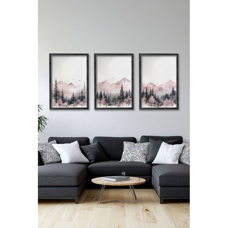 Ensemble de 3 panneaux décoratifs élégants en bois aggloméré, cadre en bois massif, 13,4 x 19,3 x 0,6 pouces | Œuvre d'art 100% MDF avec impression numérique | Parfait pour le salon, la chambre à coucher et le bureau, design élégant et moderne