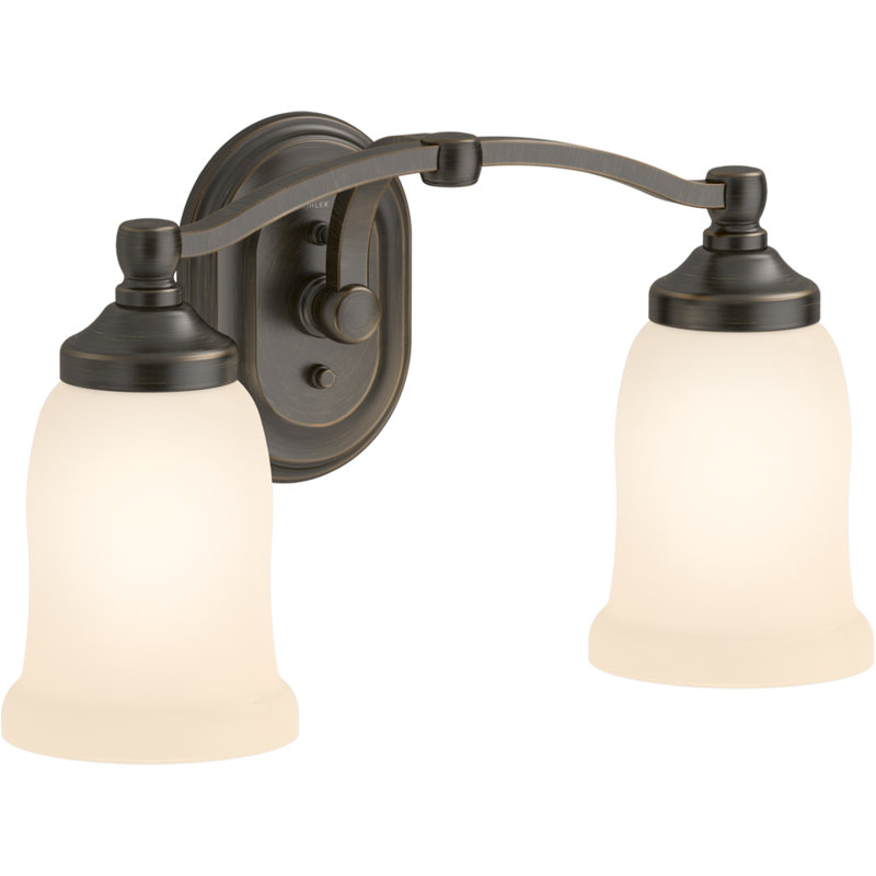 Bancroft 2 Light Indoor Bathroom Vanity Light Fixture, Position Facing Up or Down, UL Listed, Bronze