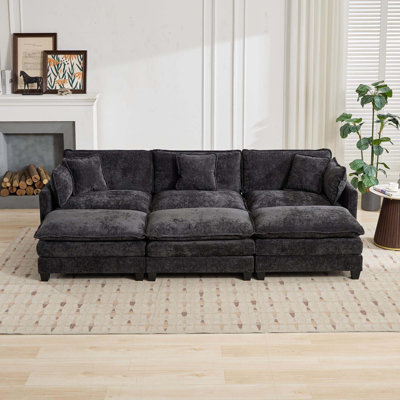 Cloud Sofa 3 Seats (Ottoman is not included), Modern Sectional Couch,Comfy Double Layer Upholstered Seat Cushion,Breathable Chenille Fabric