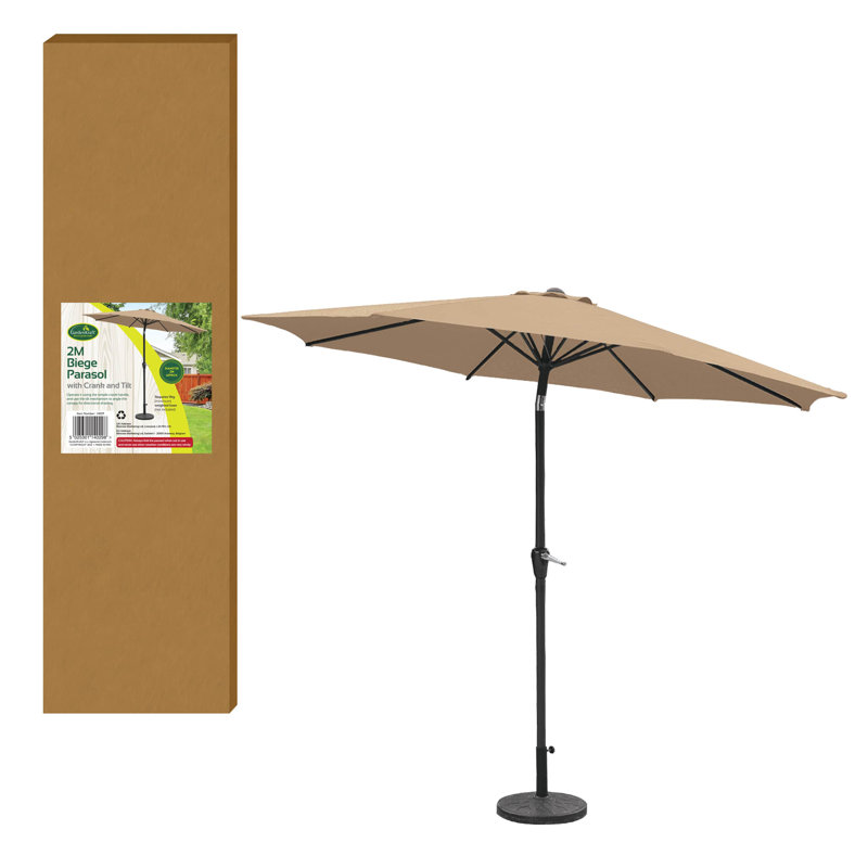 Annetha 2M Parasol Crank & Tilt 6 Ribs, Beige, 200cm H x 250cm W x 250cm D