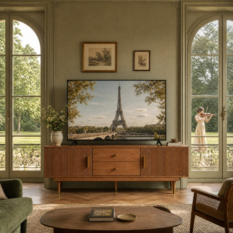 Medieval Modern Style Tv Cabinet, 78.7''entertainment Center, With Drawers And Storage Cabinets For Media Control,for Living Rooms,walnut