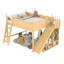Grand lit mezzanine avec tablettes de rangement et garde-robe, lits mezzanine en bois massif avec glissières et échelles amovibles, aucune boîte à ressorts nécessaire (protection par brevet)-2067236609