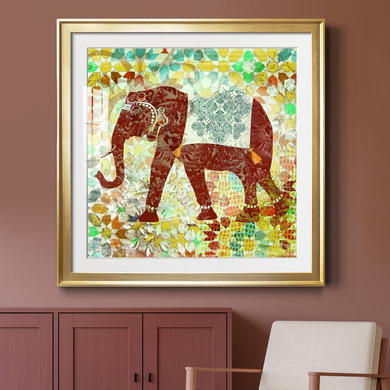 Bali Elephant - cadre photo, impression, Papier encadré doré, H 34,5 po x l 34,5 po x P 1,5 po