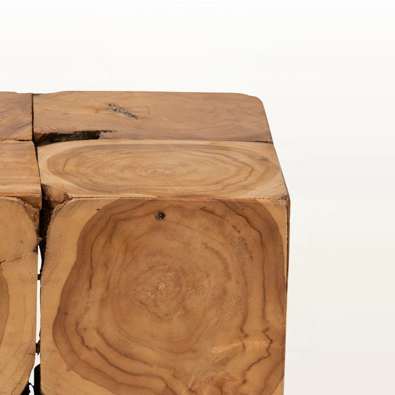 Ellar Natural Brown Teak Root End Table in Rustic Transitional Style