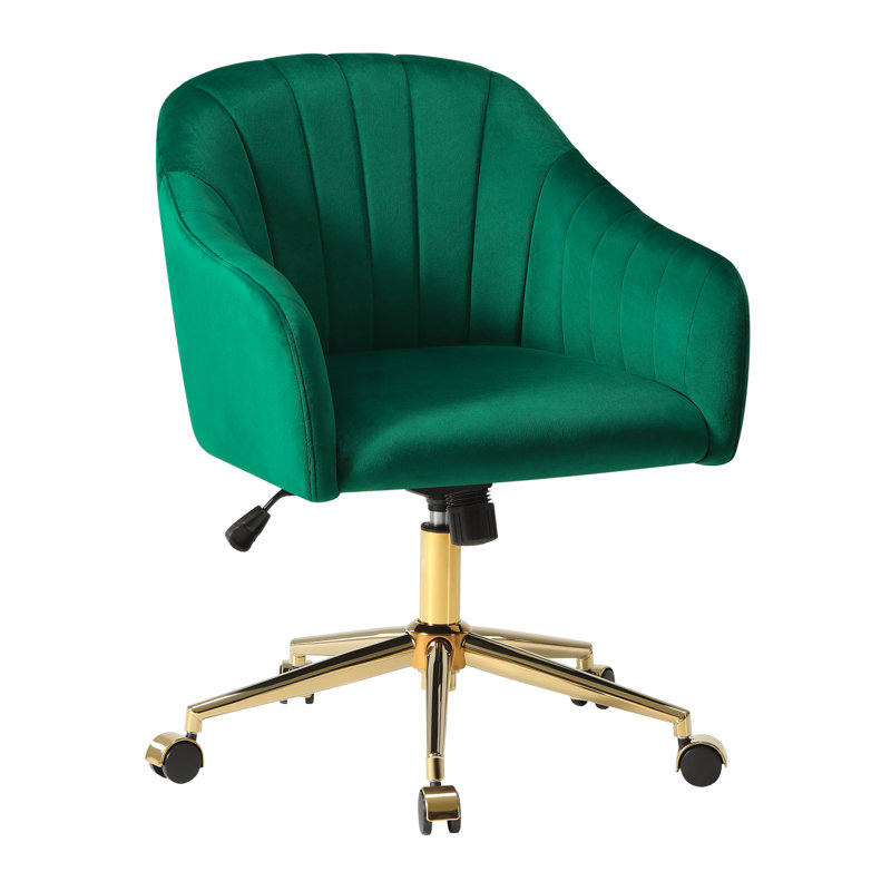 Chaise de bureau rembourrée en velours Farrah, Vert