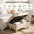 Rectangular Storage Ottoman Bench With Hinged Lid, Faux Leather Footrest For Living Room, Bedroom, Entryway, Champagne, 35"X23.5"X17.5"-487873023