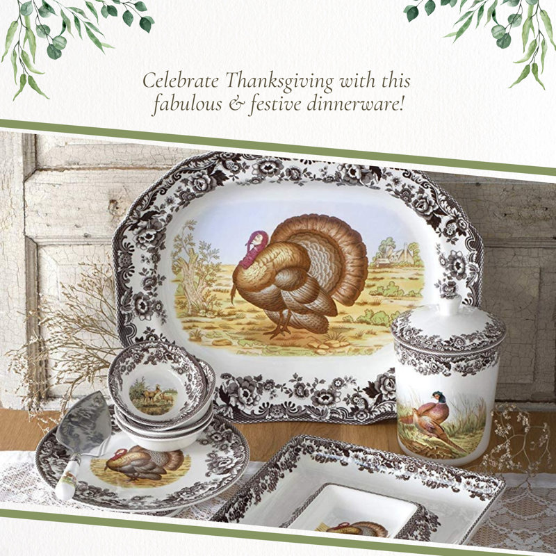 Spode Woodland Turkey Platter 19" Octagl Turkey