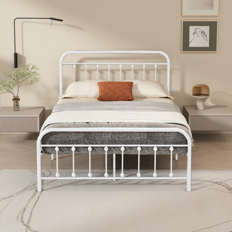 Hidalgo Metal Platform Bed, Full/Double, White