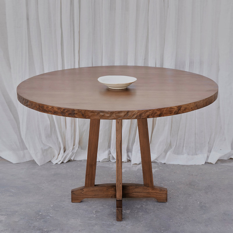 Walnut Round Sintered Stone Dining table, 29.53"H x 39.37"L x 39.37"W