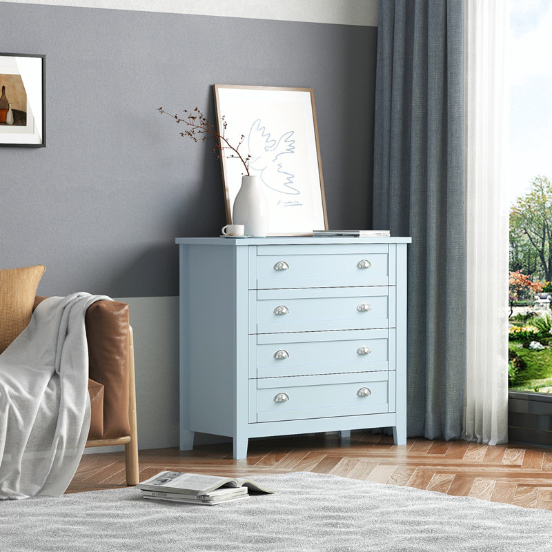 Armoire de bar 4 tiroirs Nayen, Bleu/gris
