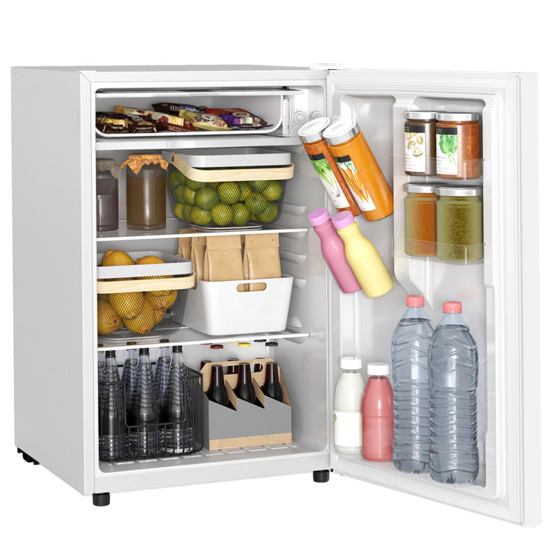 Mini réfrigérateur avec congélateur, roues, réfrigérateur, Blanc, 33" H x 20.6" W x 20.9" D
