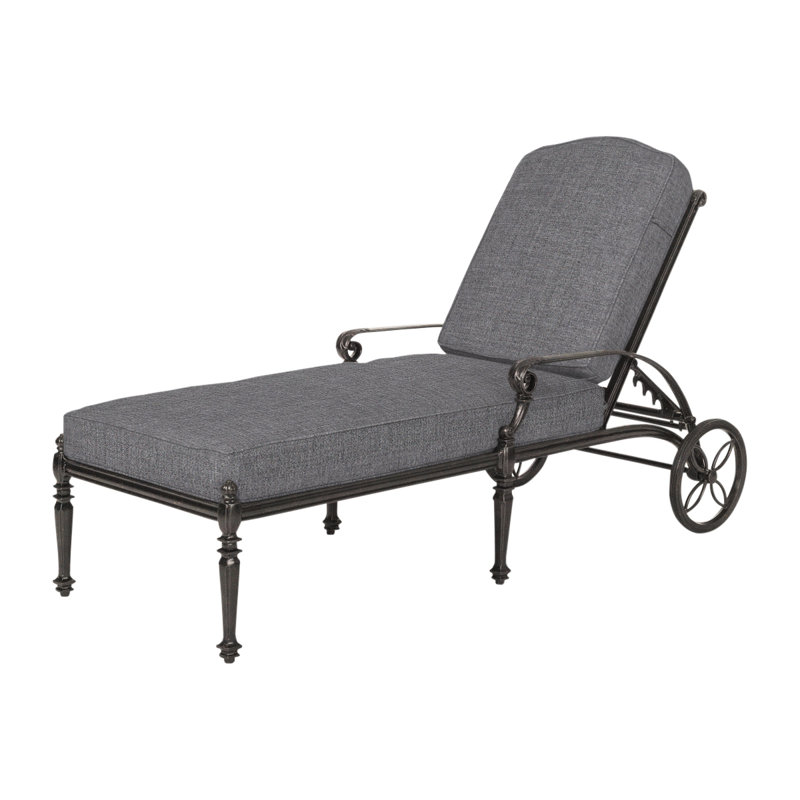Grand Terrace Outdoor Chaise Lounge, Cast Slate Sunbrella® Plainweave, Vintage