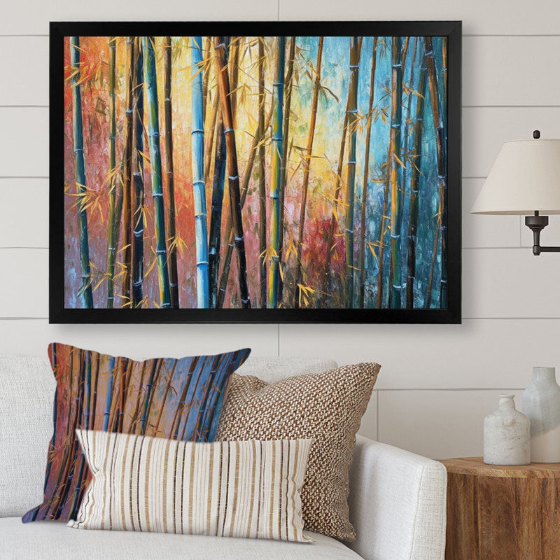 Impression sur toile Highcliffe Brown Floral Bamboo Oasis III, Cadre photo noir, H 12 po x l 20 po x P 1 po