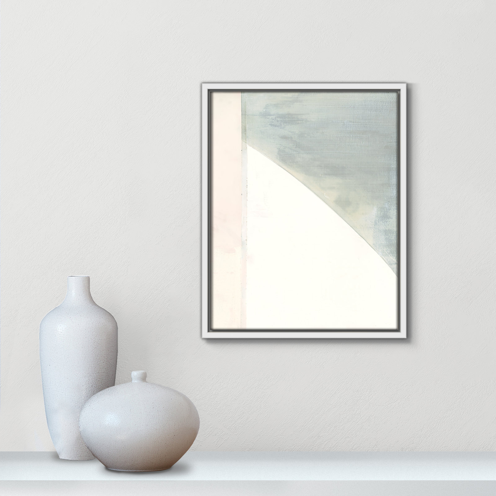 Alexandria "In Neutral I" Painting by Cartissi, White Framed Canvas, 15.5" H x 12.5" W x 2" D