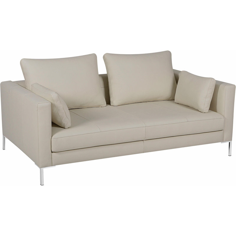 Marius 2 Seater Leather Sofa, Cream, Lether Comfort