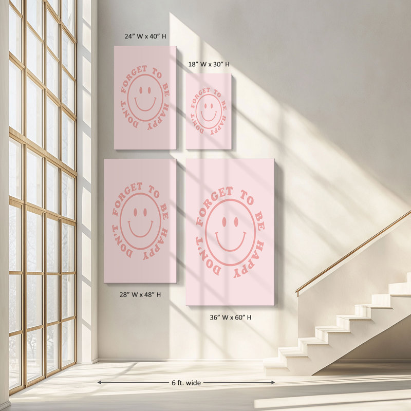 "Be Happy" par CAD Designs, reproduction sur toile, H 30 po x l 18 po x P 1 po
