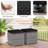 2PCS Patio Rattan Ottomans Seat Side Table Storage Box Footstool with Cushion Black-1962808542