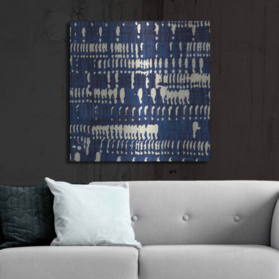  «Indigo Batik 4» par Wild Apple Portfolio, art mural en métal, 36 po x 36 po