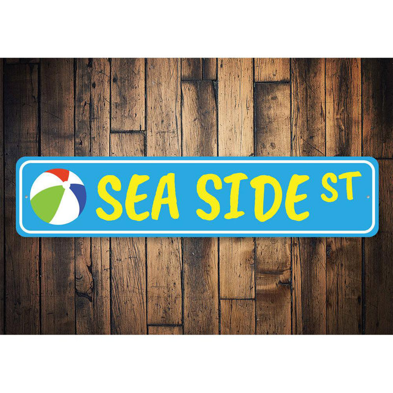 Plaque en aluminium Seaside Street, H 4 po x l 18 po x P 0,04 po