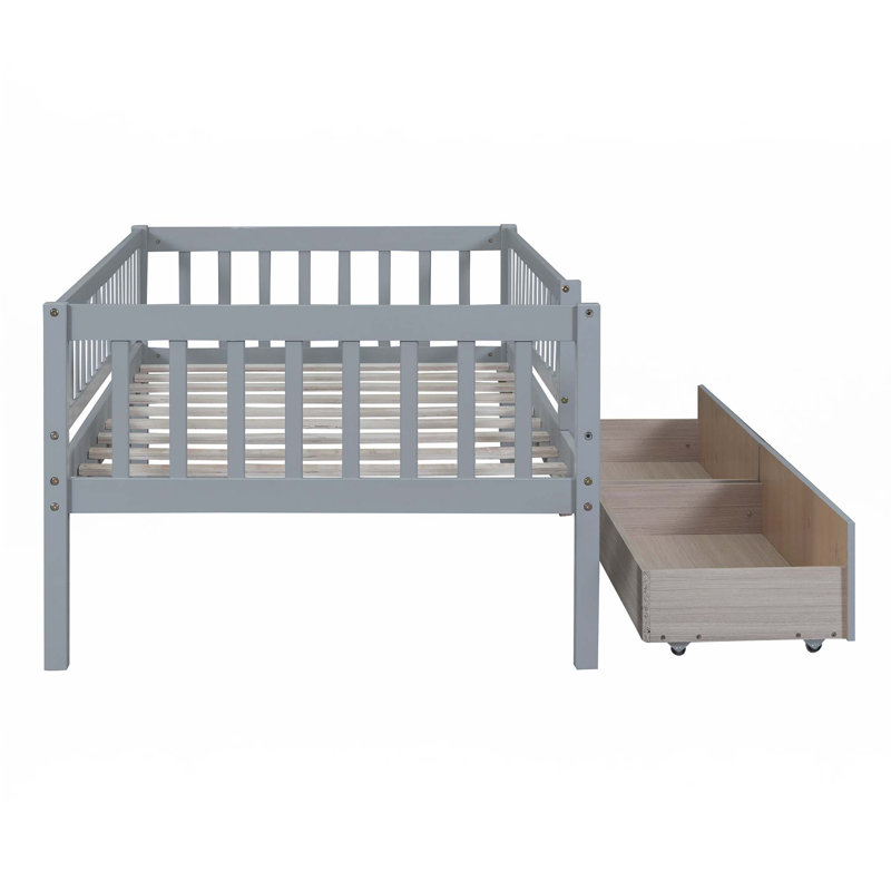 Daybed Wood Bed With Two Drawers, Gray, Twin