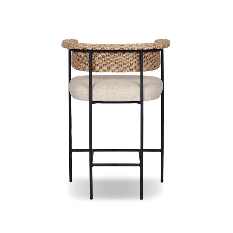 Carrie Outdoor Bar Stool, Beige, 26", Brown