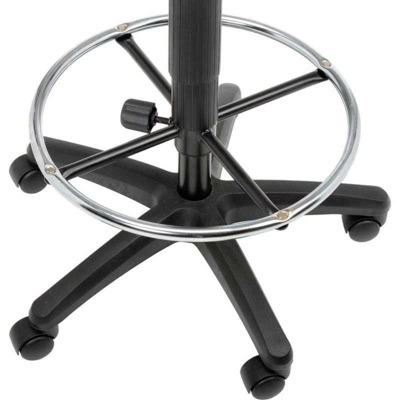 Backed Adjustable Height Ergonomic Lab Stool with Footring Pedestal Base