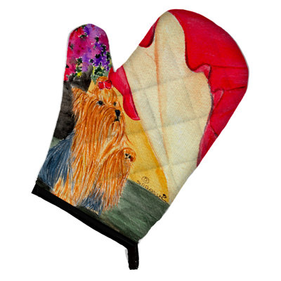 Caroline's Treasures Lady With Her Yorkie Polyester Oven Mitt