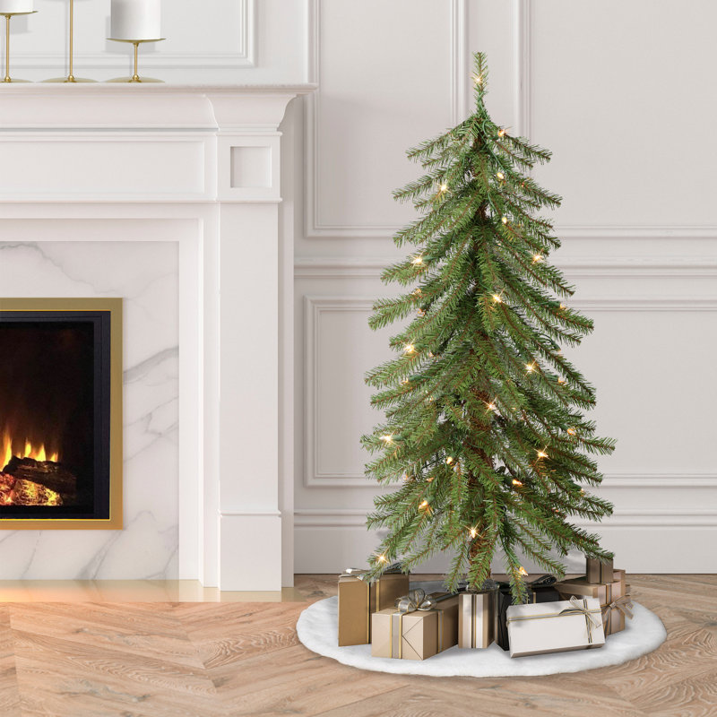 Arbre de Noël vert avec lumières, H 4 pi