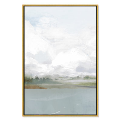 All Shore Watercolor Canvas Painting Print with Wood Floater Frame 