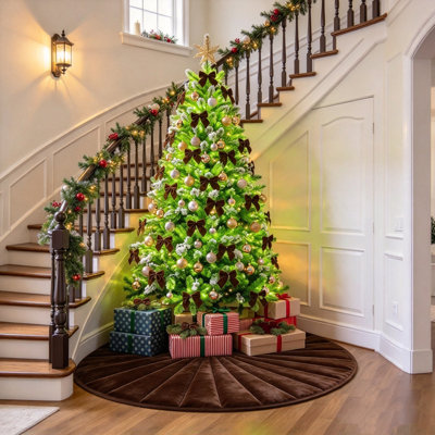 Jupe de sapin de Noël matelassée en velours de 91 cm (36 pouces), jupe de sapin rustique style ferme, décoration de sapin de Noël douce et luxueuse pour la maison