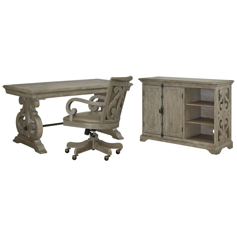 Writing Desk With Chair Printer Stand, 3 Pieces: Desk, Chair, Storage Cabinet