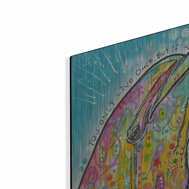 «Dolphin» par Dean Russo sur métal, H 24 po x l 16 po