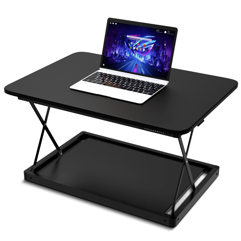 Adjustable Metal Base Standing Desk Converter, Black