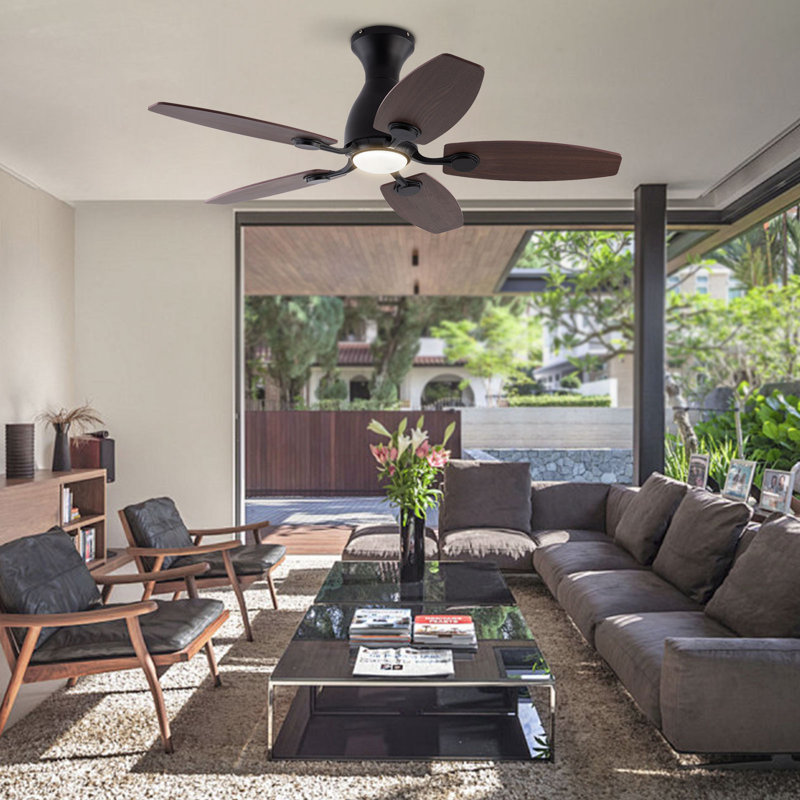 42" Modern Ceiling Fans With LED Lights and Remote Control, Black