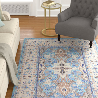 Tapis oriental bleu clair / gris / brun clair Duckett