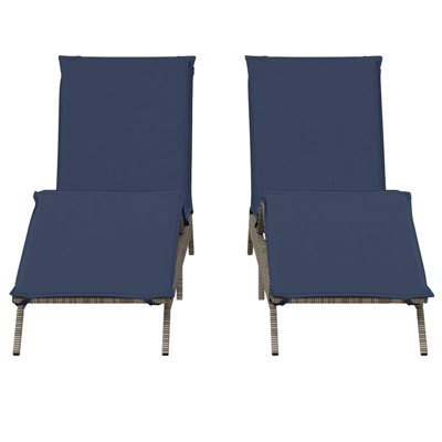  Patio Sun Lounger Gray Poly Rattan Standard Size
