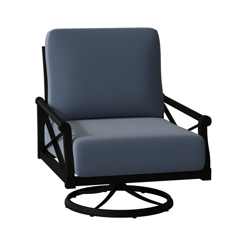 Chaise berçante avec coussins Andover, Sunbrella® Spectrum denim, Noir texturé