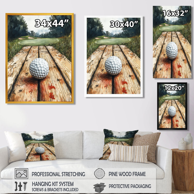 Moyers - Sports, art mural sur toile, H 32 po x l 16 po, Reproduction encadrée d'une seule photo, Doré