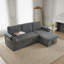 Canapé-lit moderne en L en chenille avec tiroir, éclairage DEL, ports USB et table-plateau-202791050