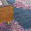 Tapis bleu tissé à la machine 9 pi x 12 pi floral