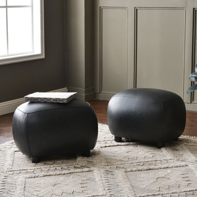 23" W Faux Leather Ottoman