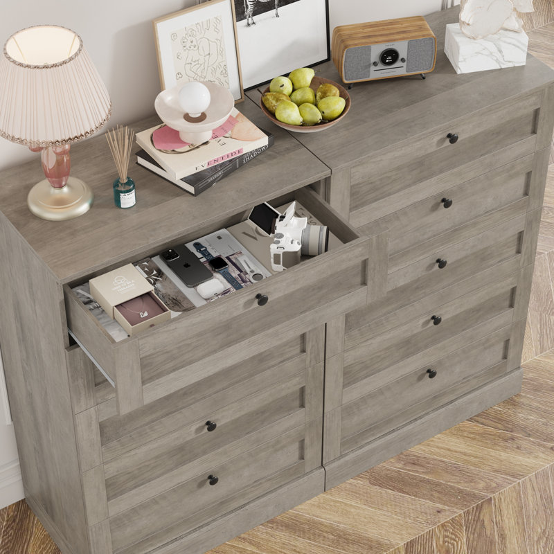 Commode 5 tiroirs Arfon, Gris