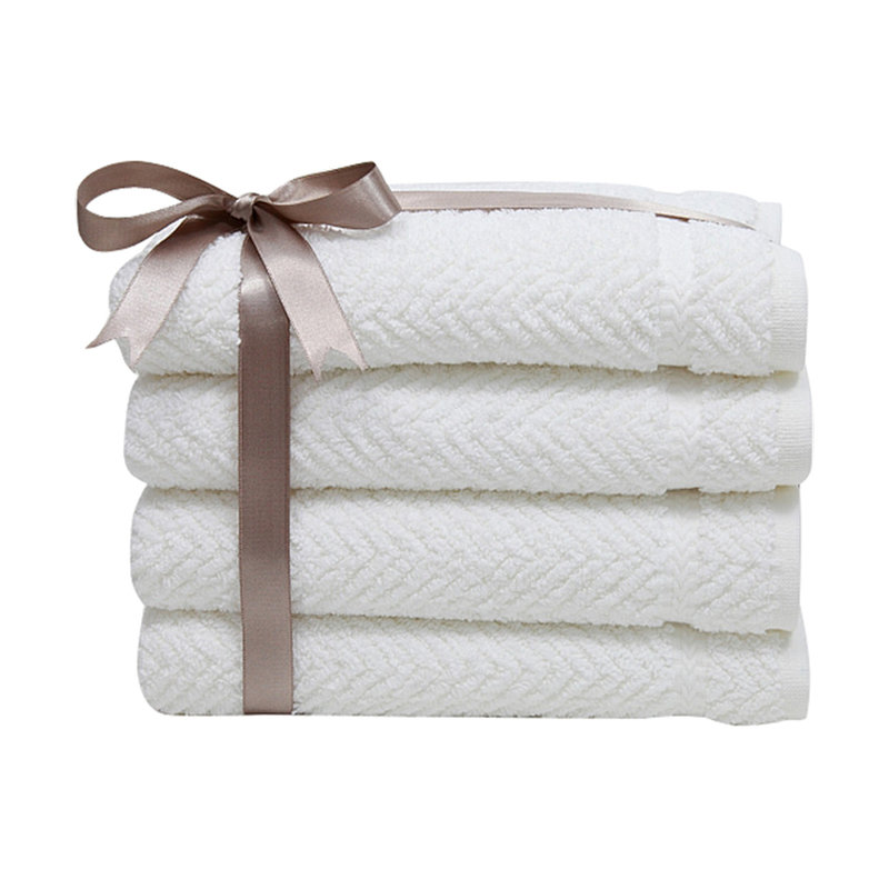 Essuie-mains à chevrons en coton turc, Blanc